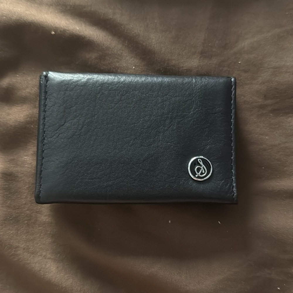 Sara One Black Faux Leather Small Multi-Fold Wallet Business Cardholder